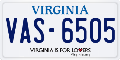 VA license plate VAS6505