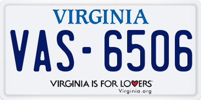 VA license plate VAS6506