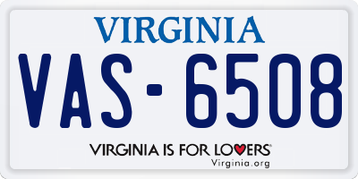 VA license plate VAS6508