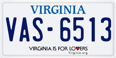 VA license plate VAS6513