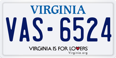 VA license plate VAS6524