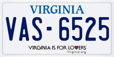 VA license plate VAS6525