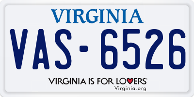 VA license plate VAS6526