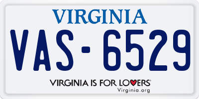 VA license plate VAS6529