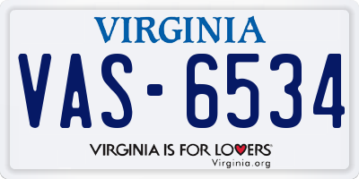 VA license plate VAS6534