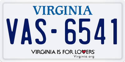 VA license plate VAS6541