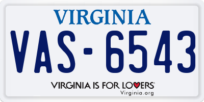 VA license plate VAS6543