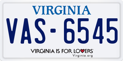 VA license plate VAS6545