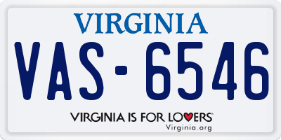 VA license plate VAS6546