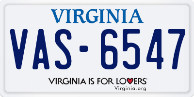 VA license plate VAS6547