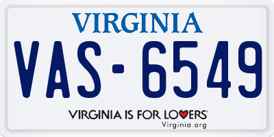 VA license plate VAS6549