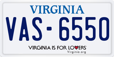 VA license plate VAS6550