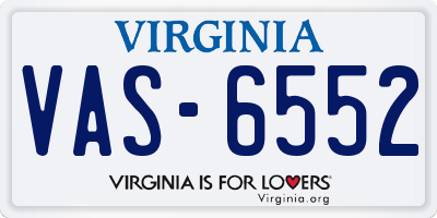 VA license plate VAS6552