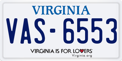 VA license plate VAS6553