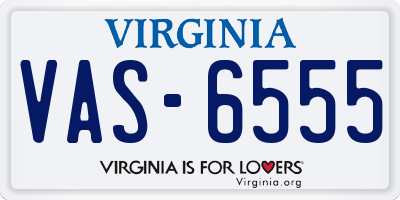 VA license plate VAS6555