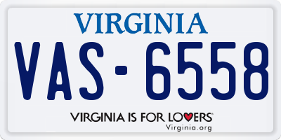 VA license plate VAS6558