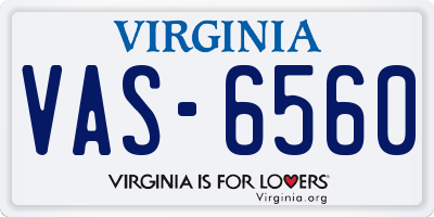 VA license plate VAS6560