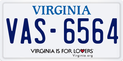 VA license plate VAS6564