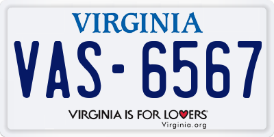 VA license plate VAS6567