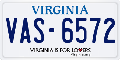 VA license plate VAS6572