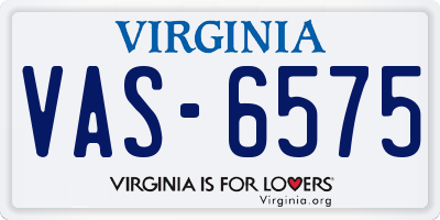 VA license plate VAS6575