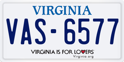 VA license plate VAS6577