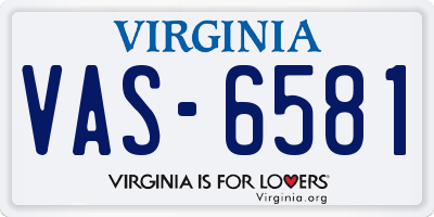 VA license plate VAS6581