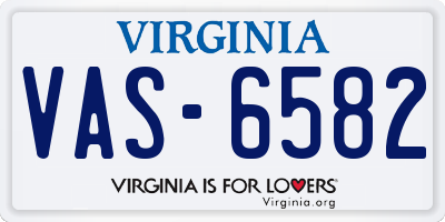 VA license plate VAS6582