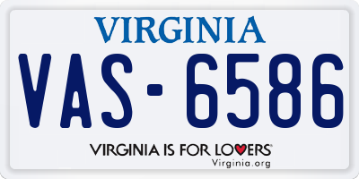 VA license plate VAS6586