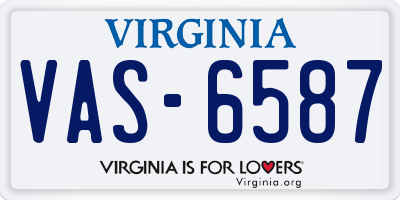 VA license plate VAS6587