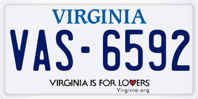 VA license plate VAS6592