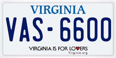 VA license plate VAS6600