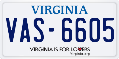 VA license plate VAS6605