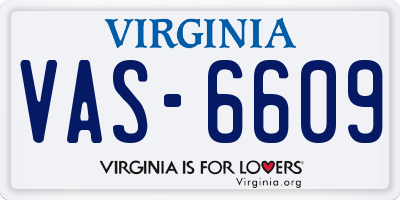 VA license plate VAS6609