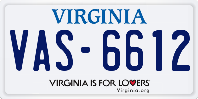 VA license plate VAS6612