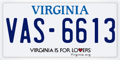 VA license plate VAS6613