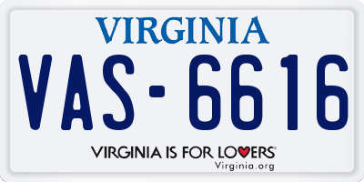 VA license plate VAS6616