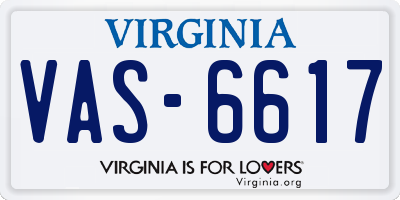 VA license plate VAS6617