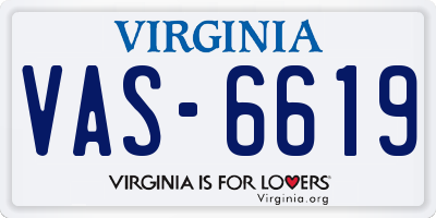 VA license plate VAS6619