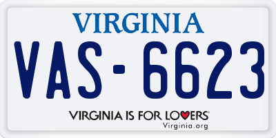 VA license plate VAS6623