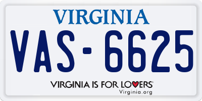 VA license plate VAS6625