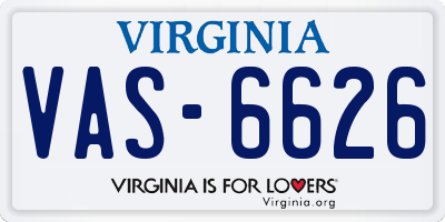 VA license plate VAS6626