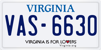 VA license plate VAS6630