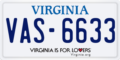 VA license plate VAS6633