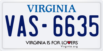 VA license plate VAS6635