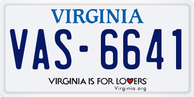 VA license plate VAS6641