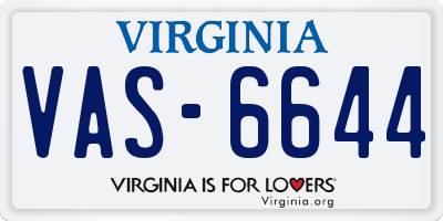 VA license plate VAS6644