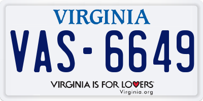 VA license plate VAS6649