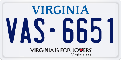 VA license plate VAS6651