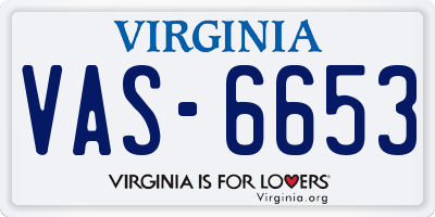 VA license plate VAS6653